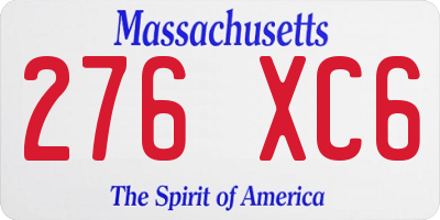 MA license plate 276XC6