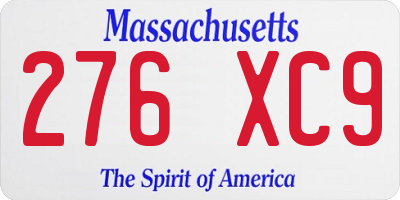 MA license plate 276XC9