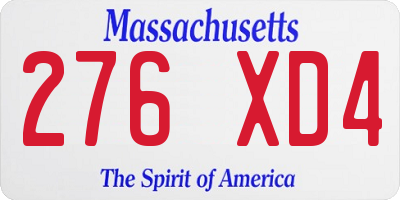 MA license plate 276XD4