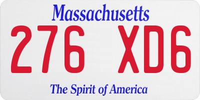 MA license plate 276XD6