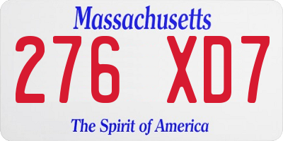 MA license plate 276XD7