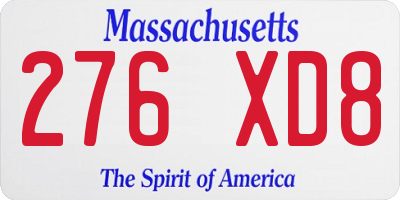 MA license plate 276XD8