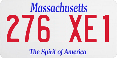 MA license plate 276XE1