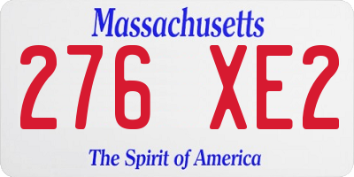 MA license plate 276XE2