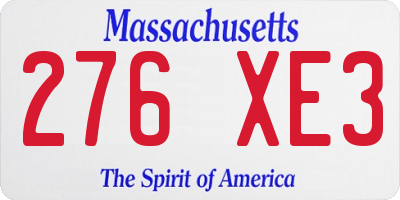 MA license plate 276XE3