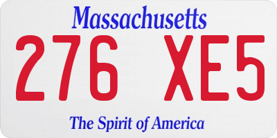 MA license plate 276XE5