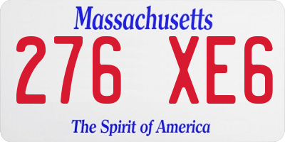 MA license plate 276XE6