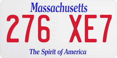 MA license plate 276XE7