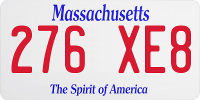 MA license plate 276XE8