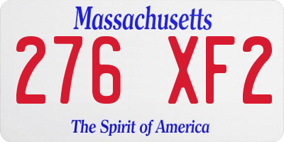 MA license plate 276XF2