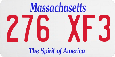 MA license plate 276XF3