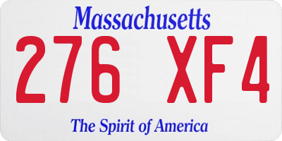 MA license plate 276XF4