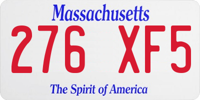 MA license plate 276XF5