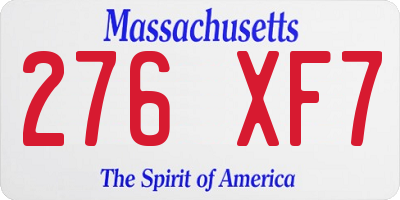 MA license plate 276XF7