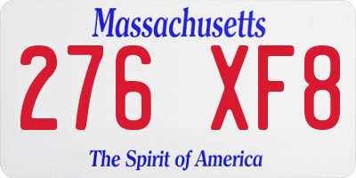 MA license plate 276XF8