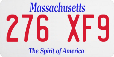 MA license plate 276XF9