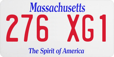 MA license plate 276XG1