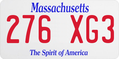 MA license plate 276XG3