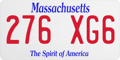 MA license plate 276XG6