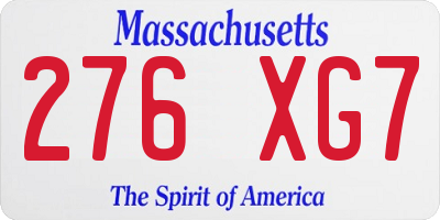 MA license plate 276XG7