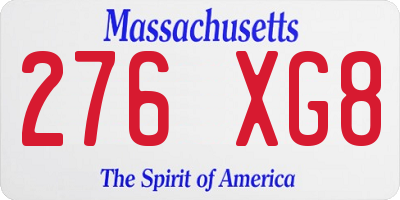 MA license plate 276XG8