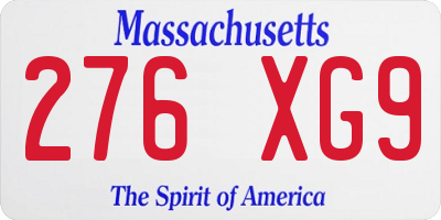 MA license plate 276XG9