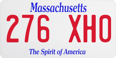 MA license plate 276XH0
