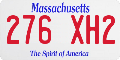 MA license plate 276XH2
