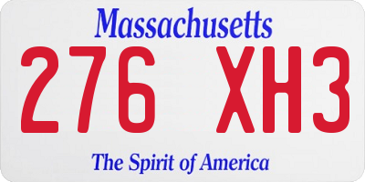 MA license plate 276XH3