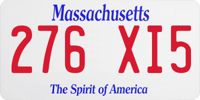 MA license plate 276XI5
