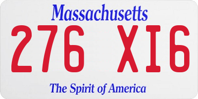 MA license plate 276XI6