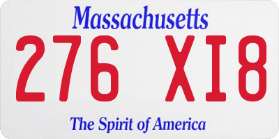 MA license plate 276XI8