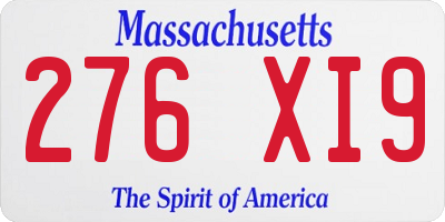 MA license plate 276XI9