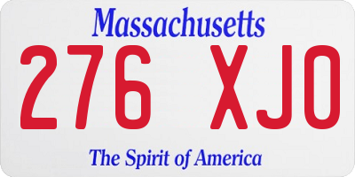 MA license plate 276XJ0