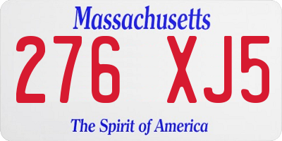 MA license plate 276XJ5