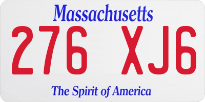 MA license plate 276XJ6