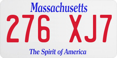 MA license plate 276XJ7