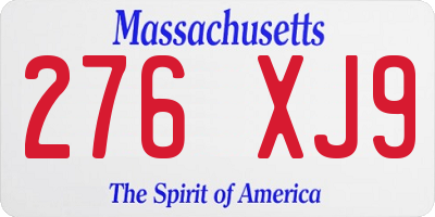 MA license plate 276XJ9