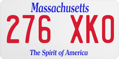 MA license plate 276XK0