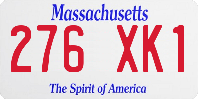 MA license plate 276XK1