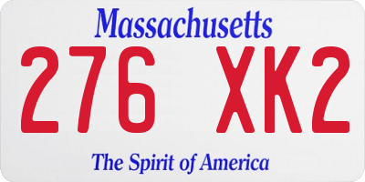MA license plate 276XK2