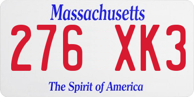 MA license plate 276XK3