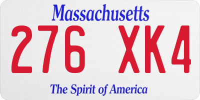 MA license plate 276XK4