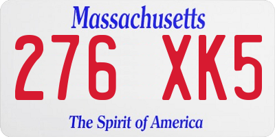 MA license plate 276XK5