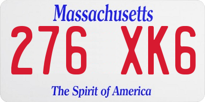 MA license plate 276XK6