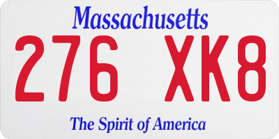 MA license plate 276XK8