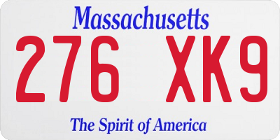 MA license plate 276XK9