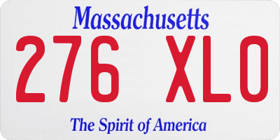 MA license plate 276XL0