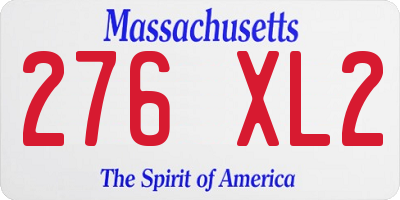 MA license plate 276XL2