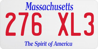 MA license plate 276XL3